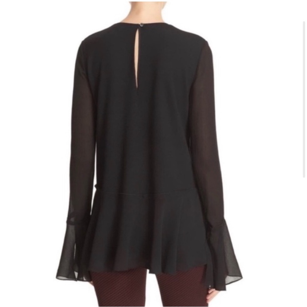 Theory Long Sleeve Blouse with Silk Peplum Hem size Large - Picture 3 of 16